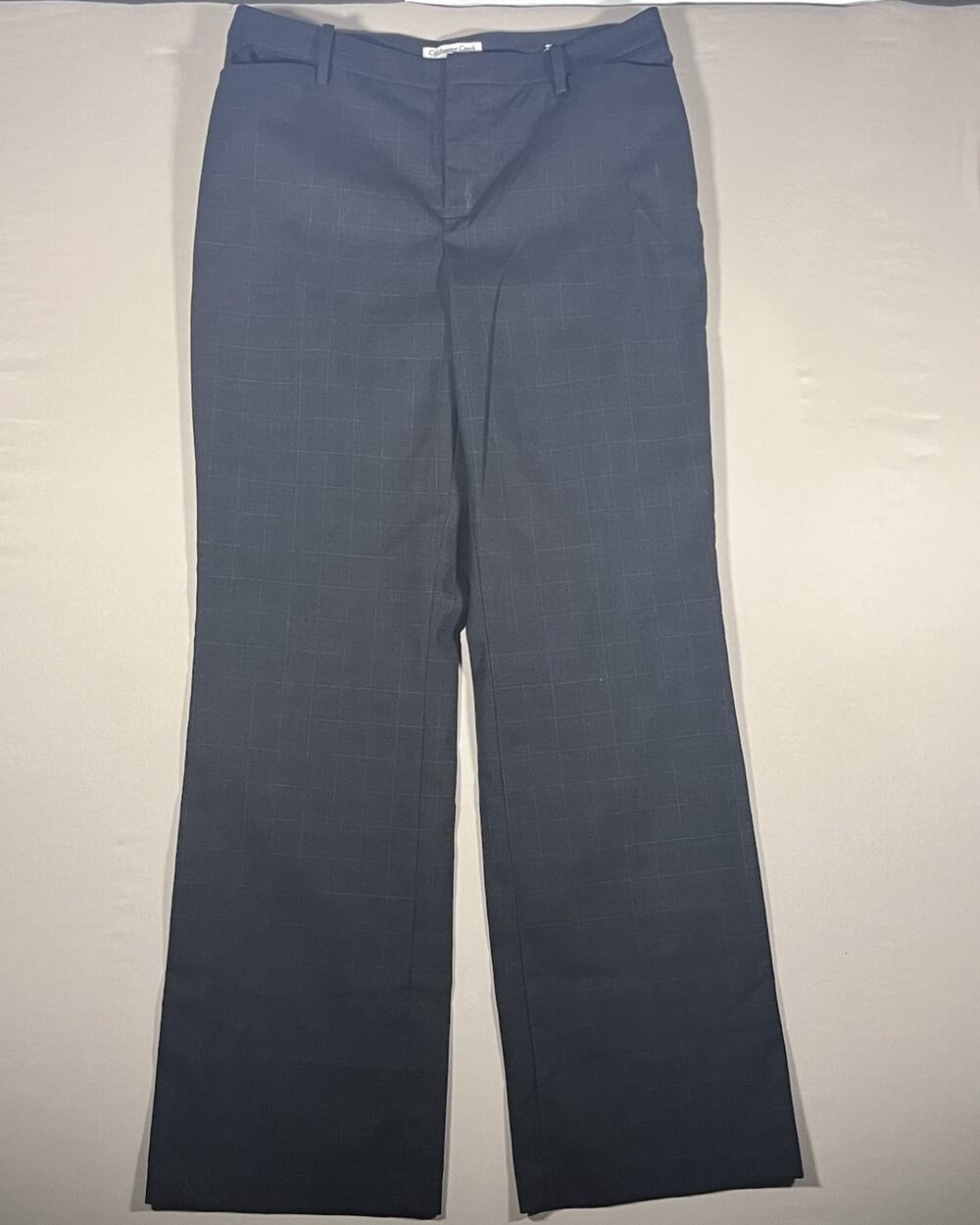 Coldwater Creek Women's Black Check Flat Front Regular Fit Dress Pants